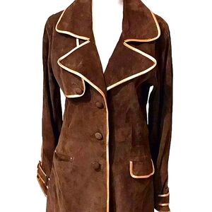 🔥🔥 MARCIANO GUESS 100% Suede Leather Jacket Brown Women’s Sz M mackage rudsak